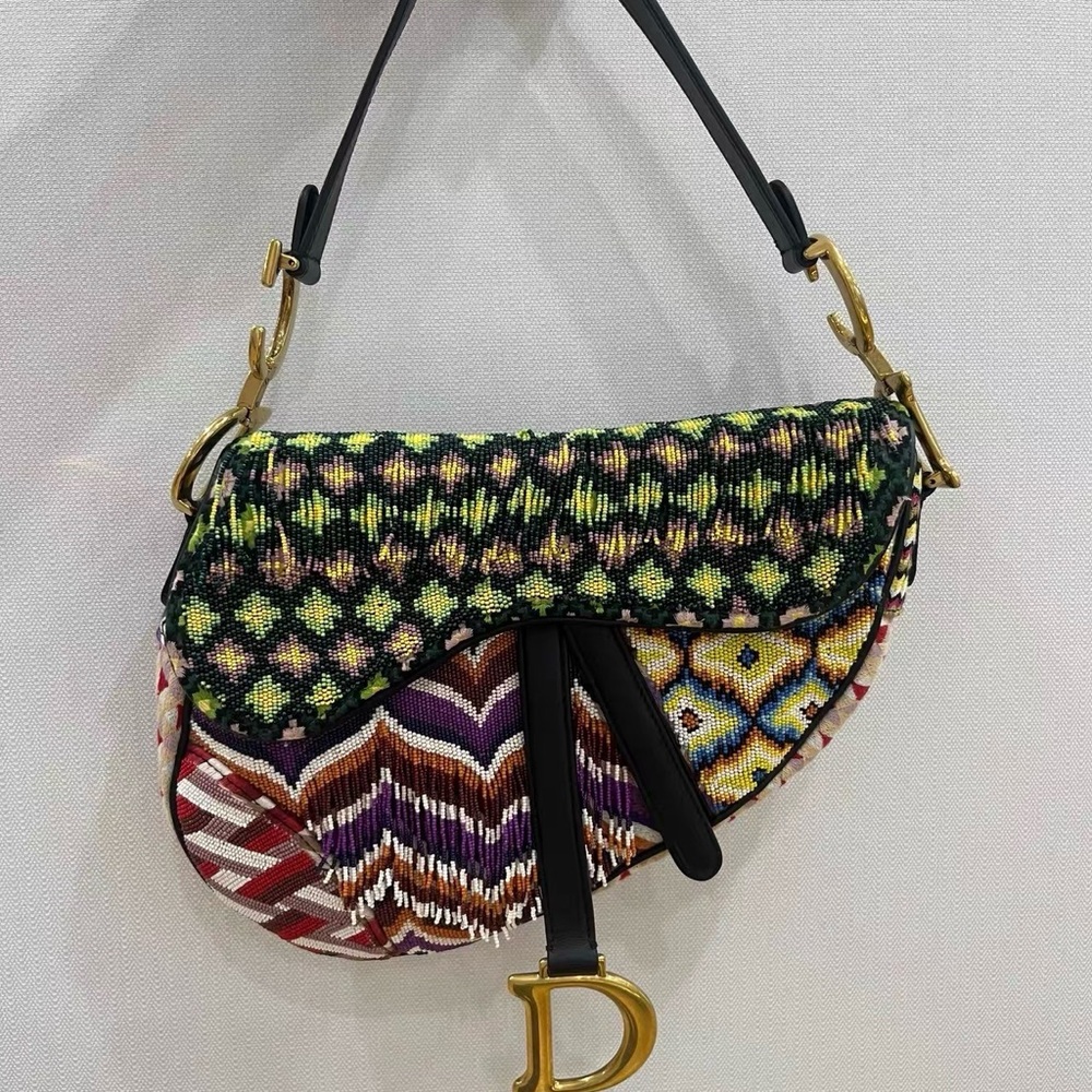 Dior Multicolor Saddle Bag Medium